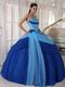 Strapless Beaded Floor Length Muliti Blue Dress For Quinceanera Prom