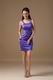 Blue Violet Column Straps Mini-length Short Prom Dress