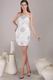White Sheath Halter Beaded Mini Skirt Prom Dress