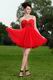 Custom Sweetheart Neckline Red Chiffon Short Dress To Prom Wear