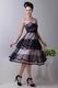 Sweetheart Tea Length Black Cascade Skirt Celebrity Prom Dress