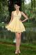 Sexy Halter Appliques Mini Length Yellow Short Prom Dress