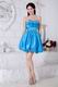 Pretty Beaded Azure Blue Puffy Skirt Short Prom Dress