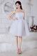 Cute Strapless Flower Bodice White Short Prom Dress Cheap