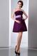 Cute Strapless Ruched Purple Short Prom Dress With Lilac Sashes