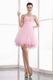 Spaghetti Straps Sweetheart Neck Pink Short Prom Dress With Beading