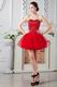 Lovely Sweetheart Dark Red Net Short Party Dress With Beading