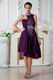 Unique Halter Colored Crystals Grape Purple Chiffon Short Evening Dress