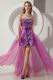 Ablaze Asymmetrical Skirt Fuchsia With Purple Sequin Short Prom Dress