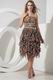 Fashion Cross Back Leopard Print Ruffled Skirt Short Prom Dress