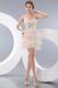 Lace Bodice Champagne Short Prom Dress With Bowknot Design