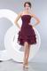 Strapless Ruched Cascade Skirt Purple Short Dress For Prom Wear