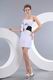 Beautiful Strapless White Short Prom Dress With Black Belt