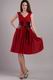 V-neck Knee-length Wine Red Chiffon Short Prom Dress With Sash