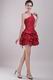 One Shoulder Wine Red Beaded Short Prom Dress For Discount