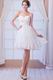 Lovely Ruched Bodice With Beaded Applique White Party Dress