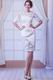 Modest Jewel/Scoop Neck Short White Prom Dress With 1/2 Sleeves