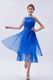 Sexy Straps Tea Length Layers Skirt Azure Short Prom Dress