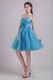 Teal Blue Organza A-line Skirt Short Prom Dress By Top Designer