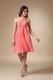 Watermelon Beaded Short Prom Dress With One Shoulder Skirt