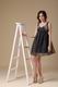 Beaded Straps Black Organza Short Prom Dress For Maternity Women