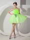 Bright Lawn Green Short Prom Dress With Sequined Leaves