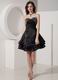 Discount Beaded Cascade A-line Black Skirt Short La Prom Dress