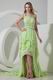 Asymmetrical Spring Green Panel Train Evening Dress