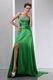 Beaded Front Split Panel Train Spring Green Evening Dress