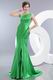 One Shoulder Mermaid Front Split Skirt Spring Green Formal Dress