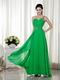 Bright Spring Green Chiffon Prom Dress With One Shoulder Neck