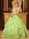 Spring Green Strapless Embroidery Decorate Quinceanera Dress