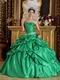 Spring Green Floor Length Ball Dress For Quinceanera Wear