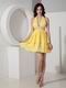 Yellow Halter Layers Mini Sweet 16 Dresses Under $100