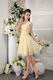 Light Yellow One Shoulder Knee Length Sweet 16 Dress