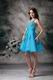 One Shoulder Neck Short Azure Sweet 16 Dress Lovely