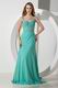 Beaded Straps Turquoise Blue Chiffon Prom Celebrity Dress