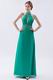 Halter Top Backless Cyan Blue Chiffon Prom Dress With Beading