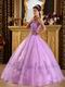 Strapless Lilac Embroidery Bottom Skirt Dress To Quinceanera