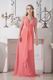 Inexpensive V-Neck Watermelon Wedding Party Prom Dress