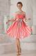 Strapless Knee-length Watermelon Prom Dress With Bowknot