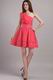 A-line One Shoulder Skirt Designer Coral Red Short Prom Dress