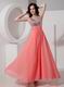 Straps Watermelon Best Prom Dress With Sequin Bodice