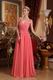 New Fashion 2014 V-neck Watermelon Chiffon Prom Girl Dress