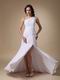 Elegant One Shoulder Long Side Split White Prom Dress