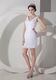 Low Price Column V-neck Lace Short Prom Dress In White