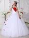 Princess Puffy White Quinceanera Dress With Wine Red