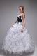 White Orangza Skirt Winter La Quinceanera Dress With Black Details