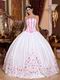 Strapless Basque Waist White Quinceanera Dress With Applique