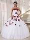 New Arrival White Quinceanera Gown With Wine Red Applique